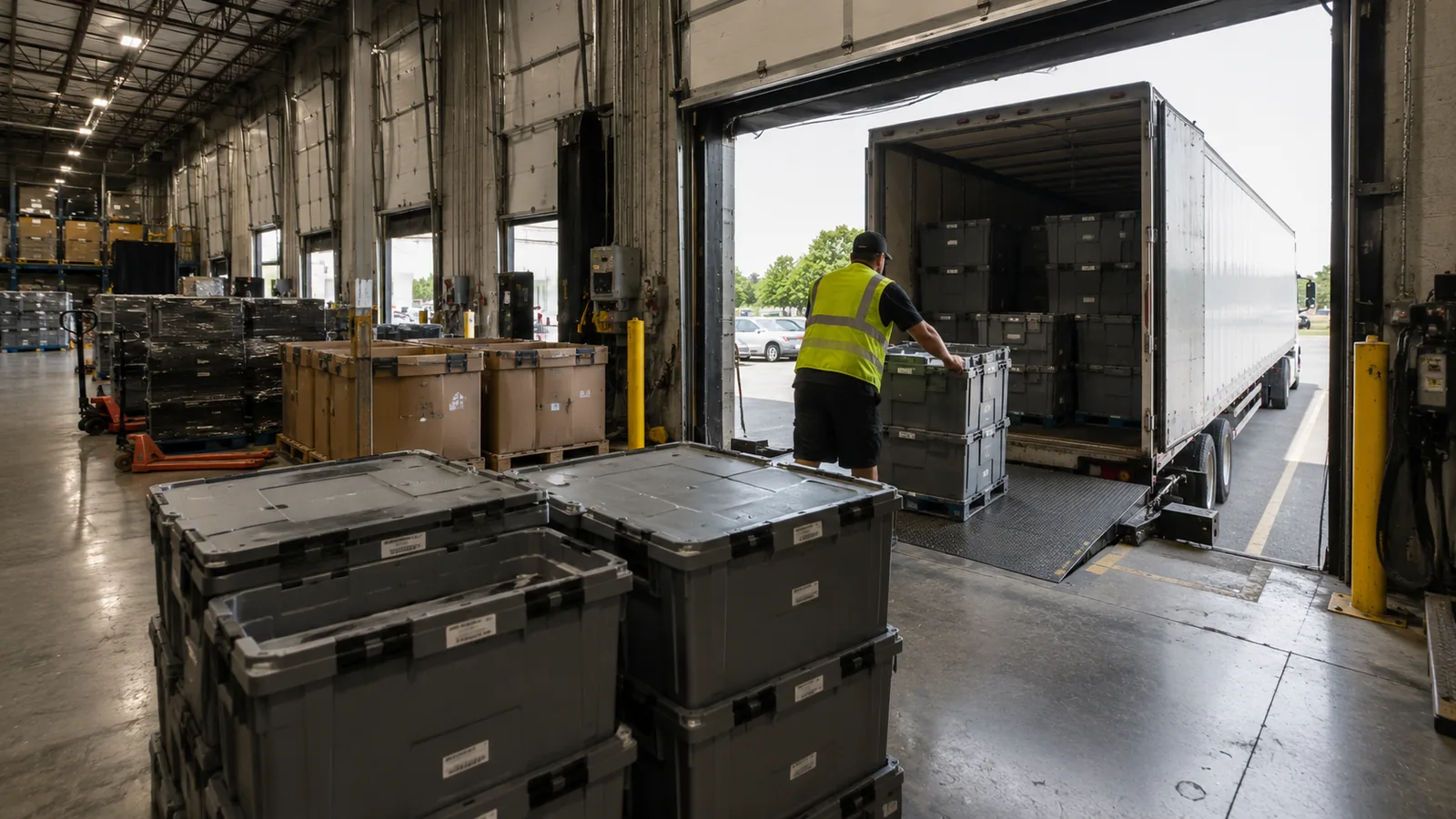 Palletized electronics and regulated material staged for responsible recycling
