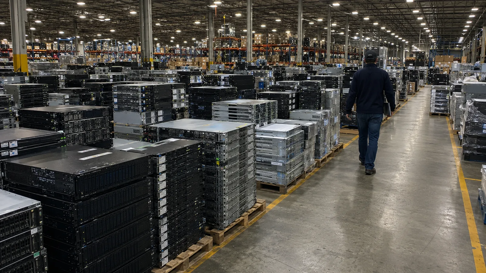 Electronics inventory organized for documented facility pickup